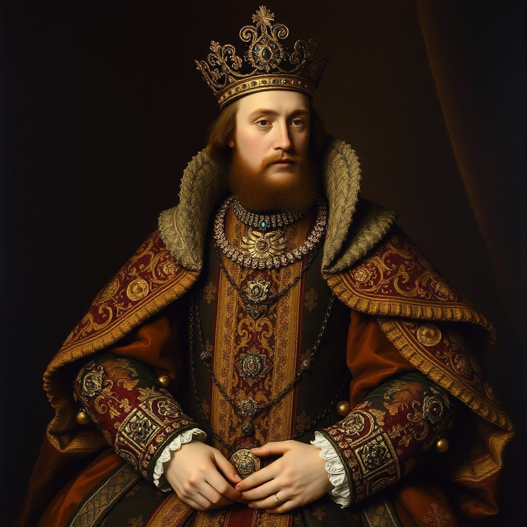 Renaissance Monarch in Ornate Attire Portrait