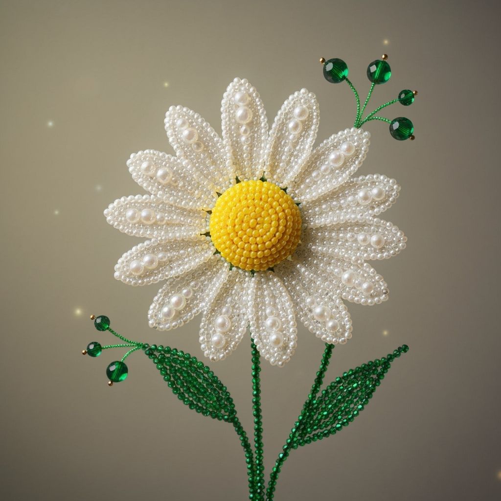 Beaded Daisy in Dreamlike Whimsical Style