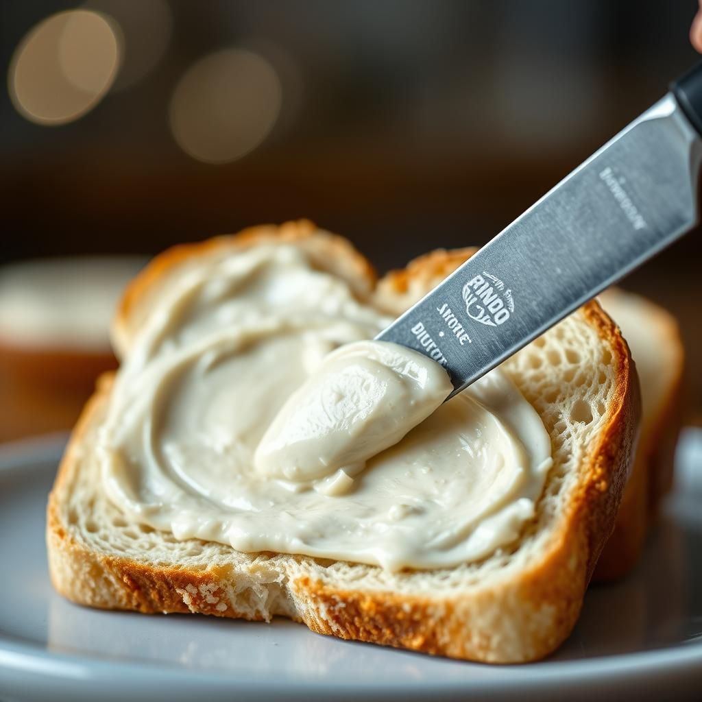 Knife Spreading Sandwich Spread on Bread