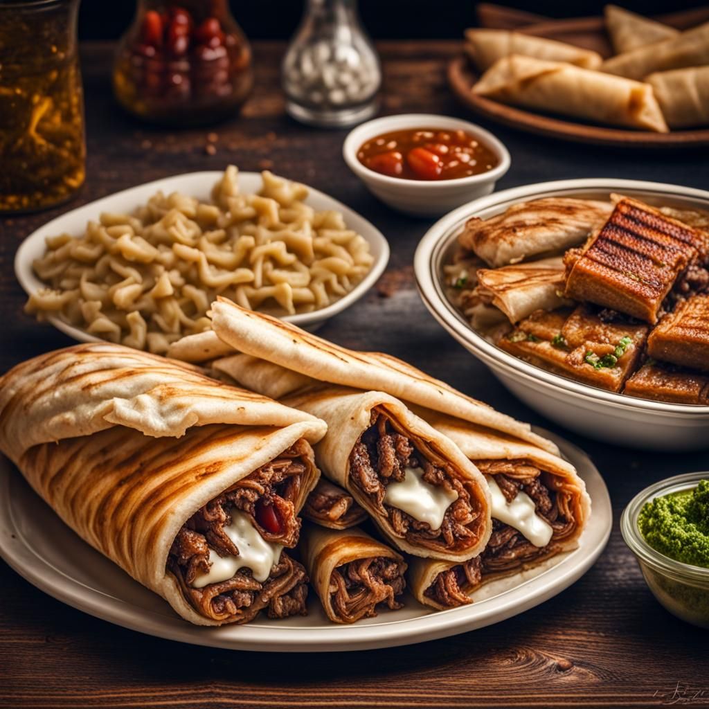 Hyperrealistic Greek Food Still Life in HDR