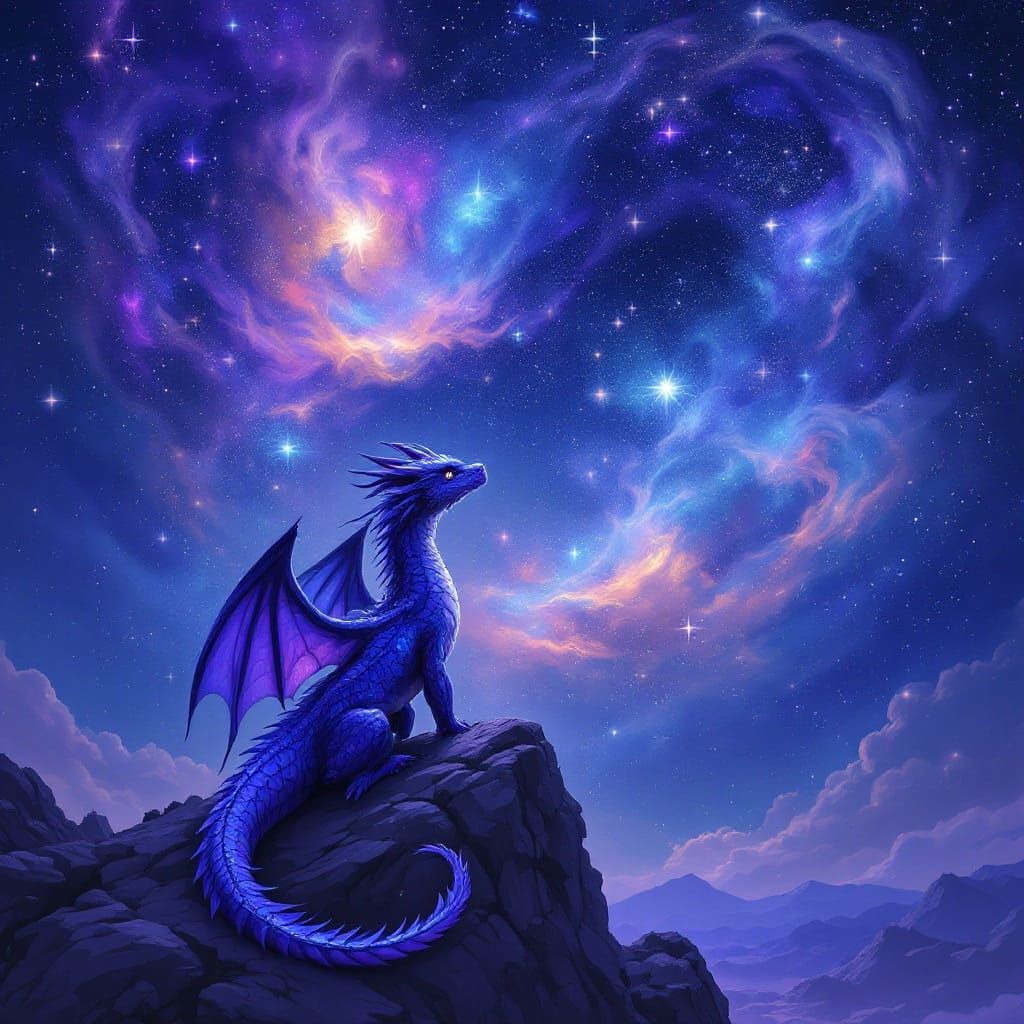 Dragon of the Cosmos: Iridescent Starflight Amidst Nebulae