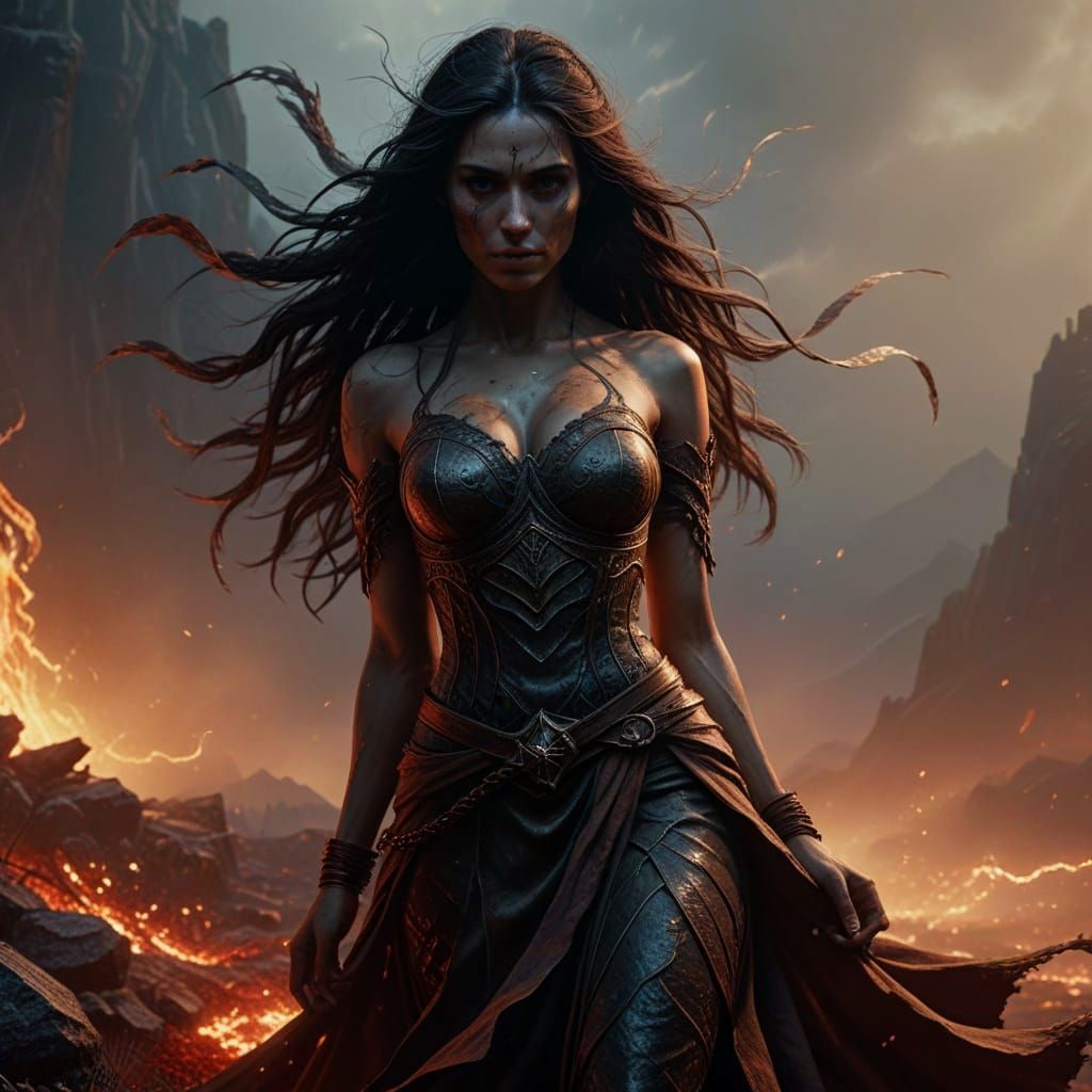 Ethereal Horror-Fantasy Portrait in Apocalyptic Surrealism