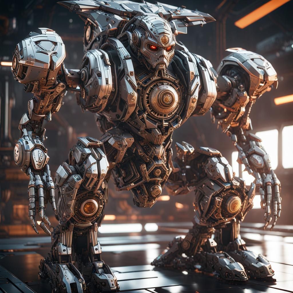 Futuristic Monke God with Intricate Mech Details