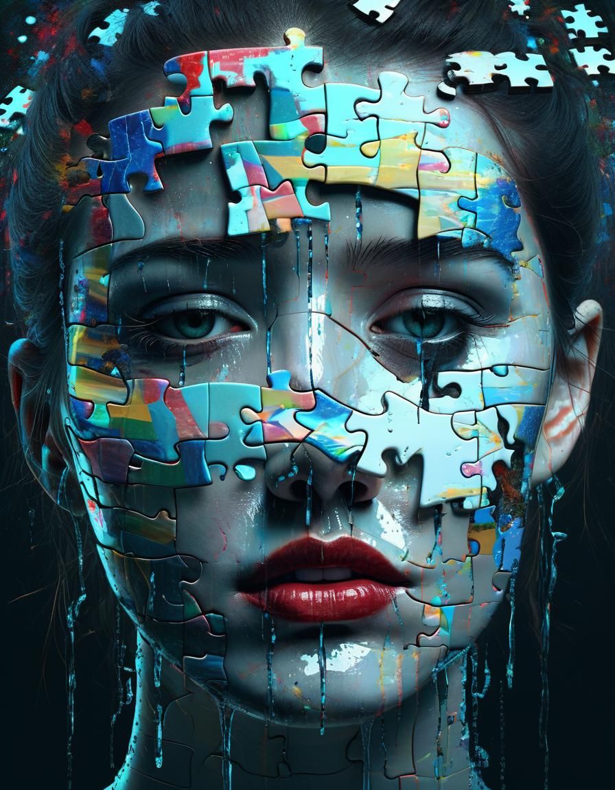 Fragmented Female Portrait in Surreal Digital Collage