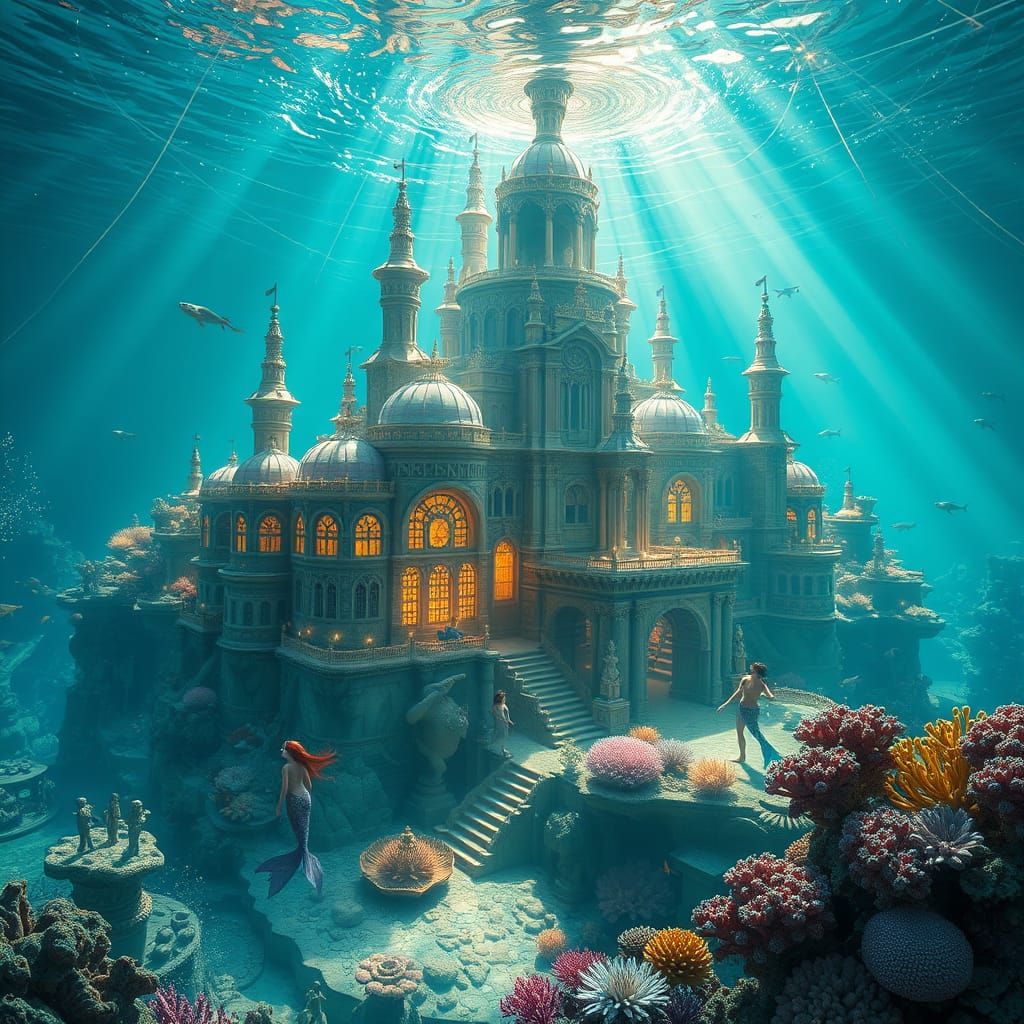 Underwater Coral City in Vibrant Hyperrealist Style
