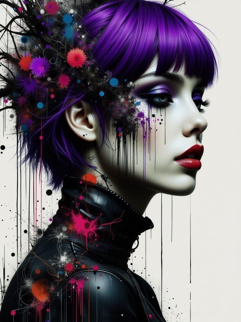 Gothic Portrait of Sad Woman in Abstract Style