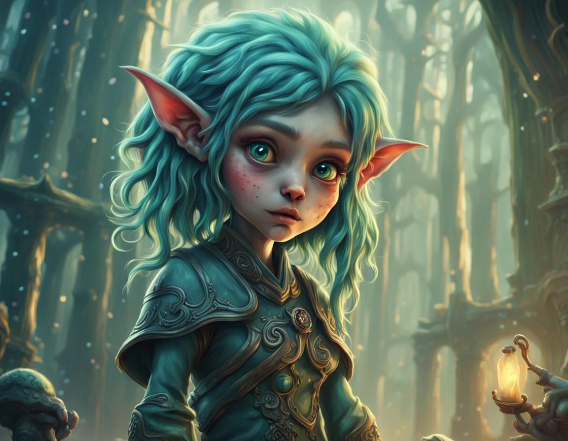 Cute Goblin Girl in Detailed Digital Matte Painting
