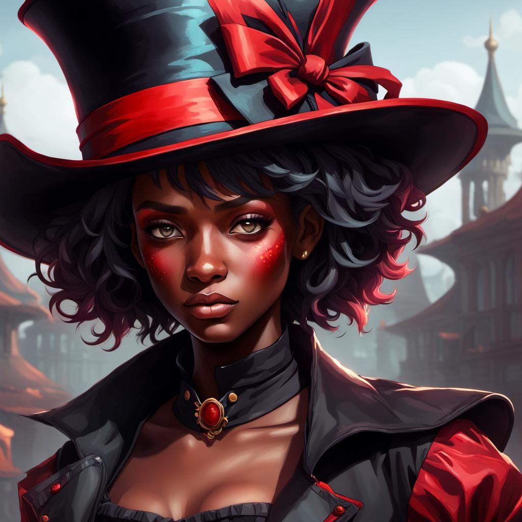 Teenage Girl in Mad Hatter Outfit, Digital Art