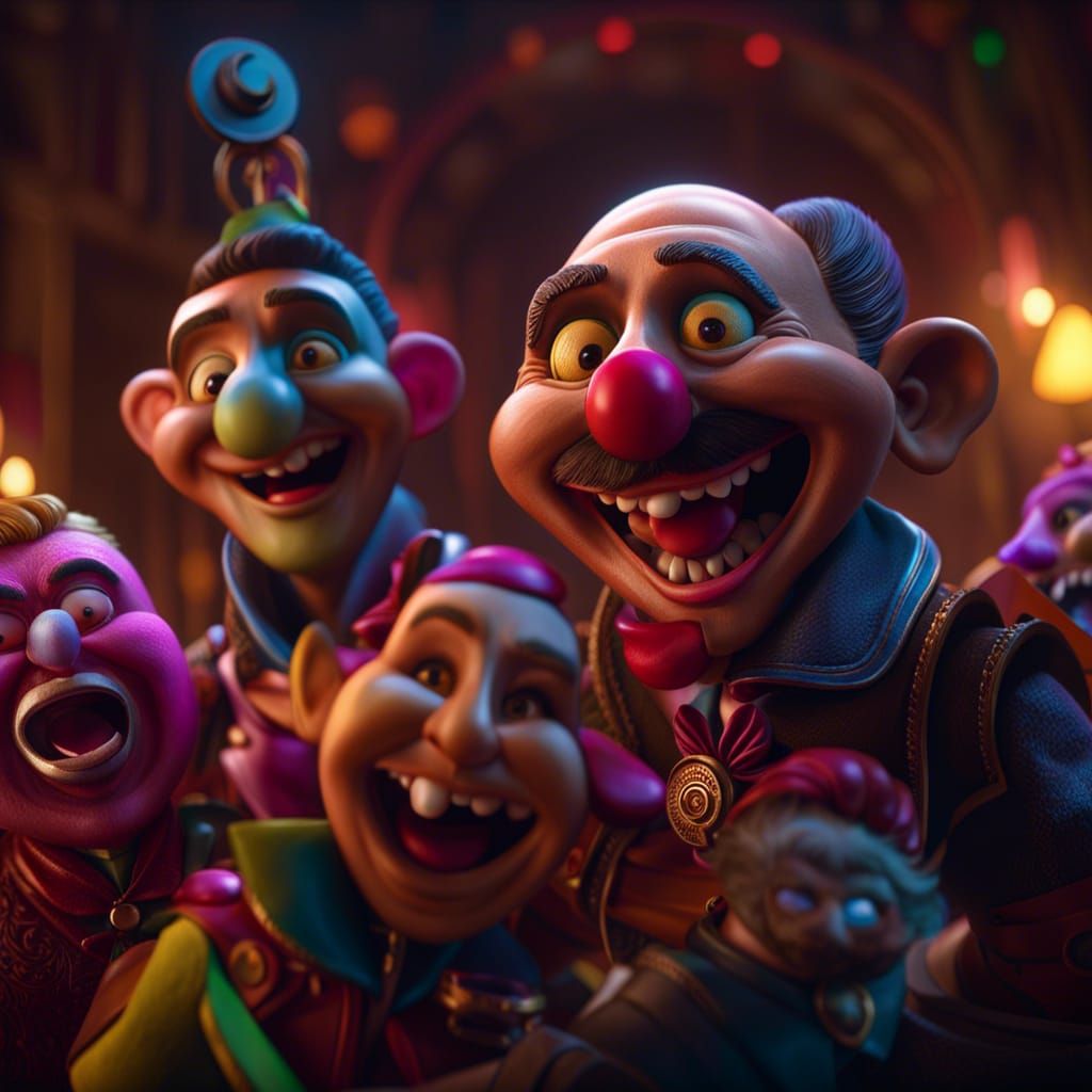 Joyful Guignol Puppets in Hyperrealistic Concept Art