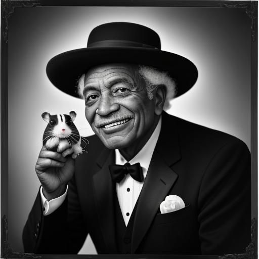 Vintage Photo of Smiling Man with Hamster