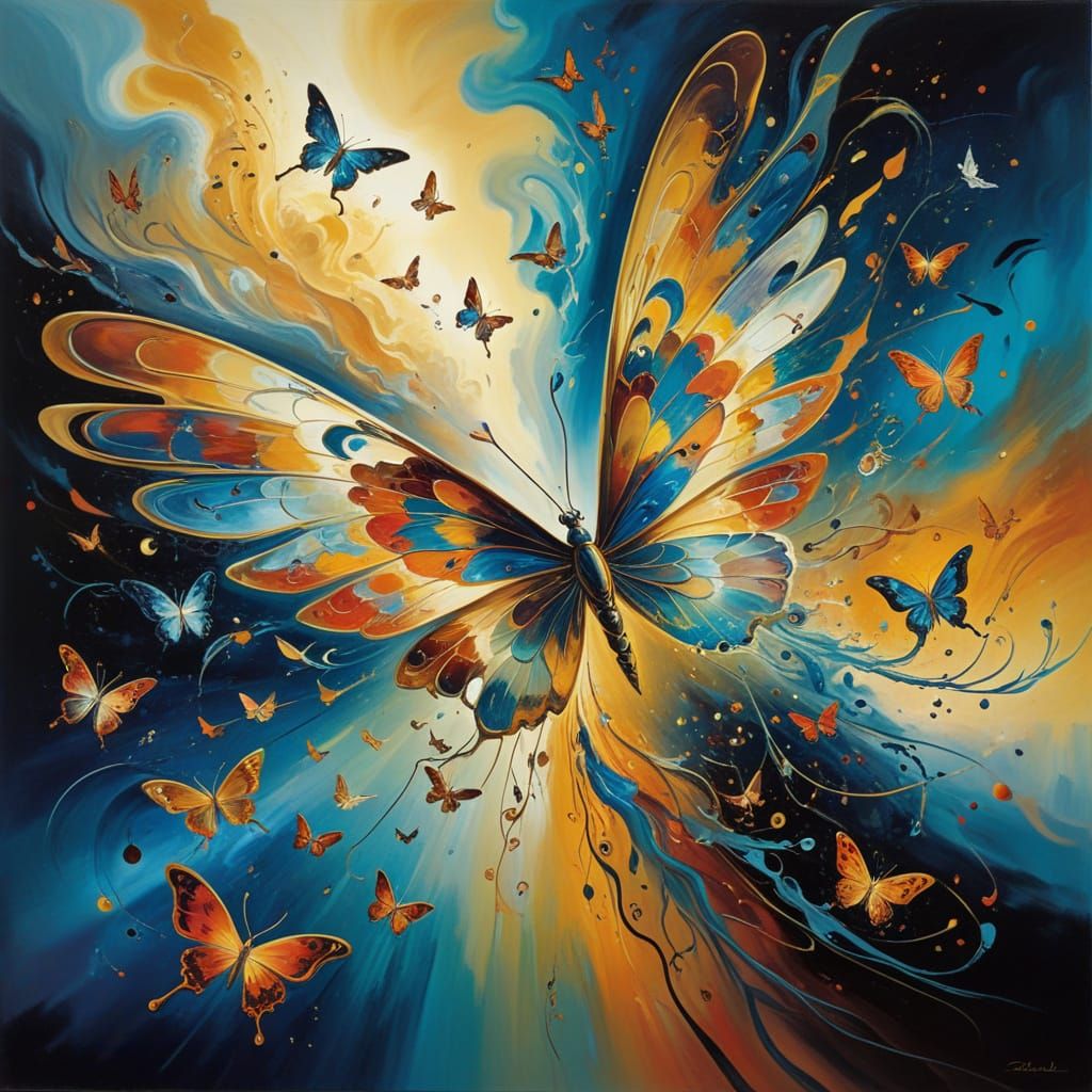Vibrant Surrealism: Dreamlike Butterflies and Phoenixes Surr...