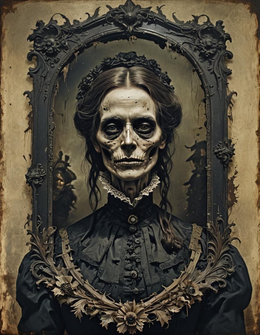 Dark Victorian Post-Mortem Horror Portrait