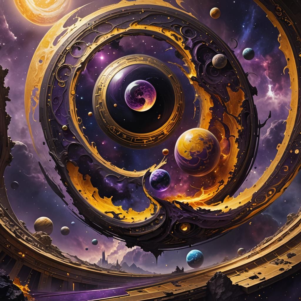 Planetary Yin Yang Collision in Dark Fantasy Art