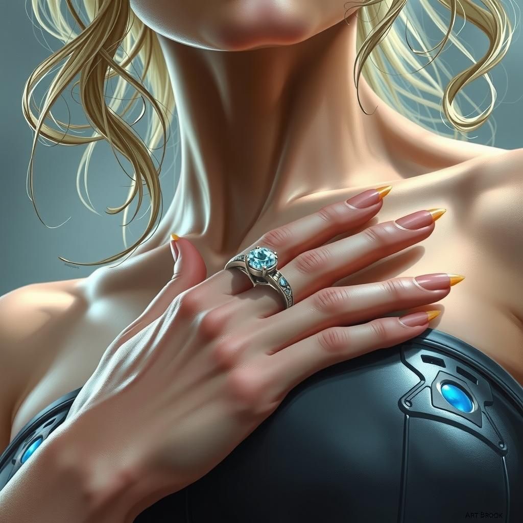 Woman with Ring: Detailed Comic Book Art