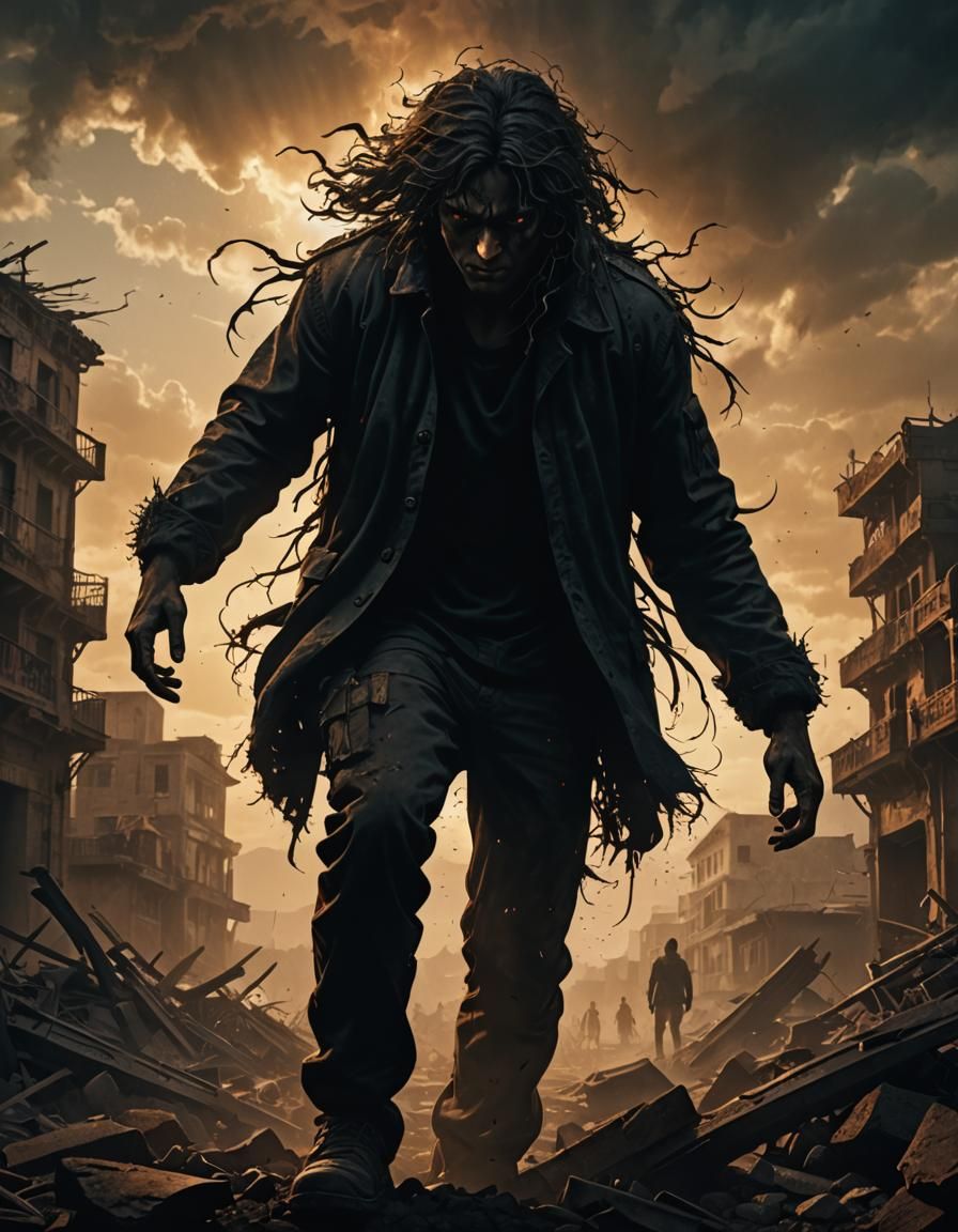 Silhouette of a Person Grasping Hair in Rage