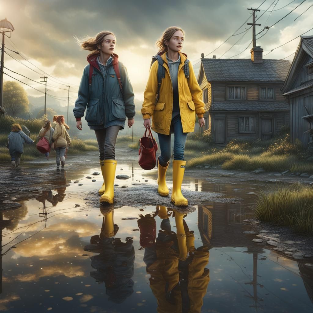 Women in Puddle: Fantasy Concept Art