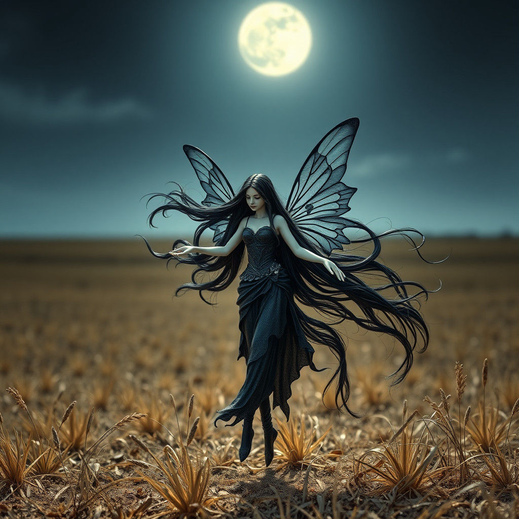 Enameled Glass Gothic Fairy Dancing Under Moonlight