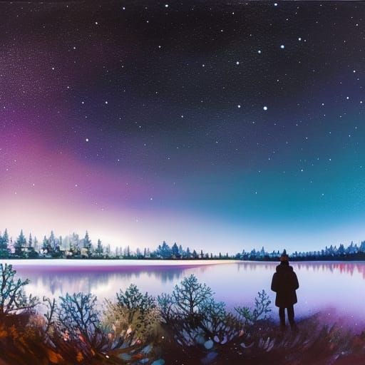 Winter Sky Reflection in Anime Style