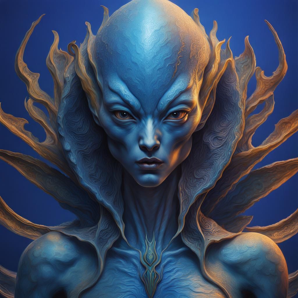 Hyperrealistic Blue Lotus Alien Concept Art