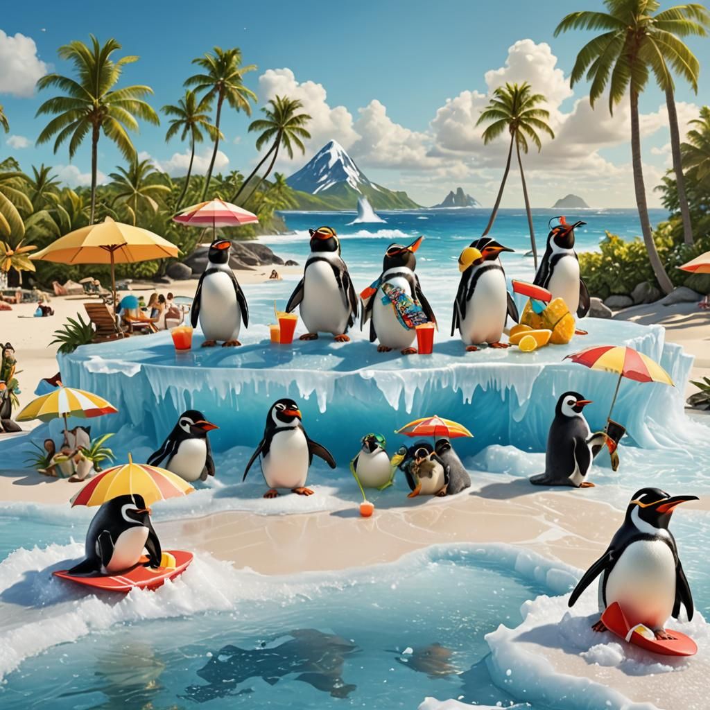 Tropical Penguins Beach Adventure Movie Poster