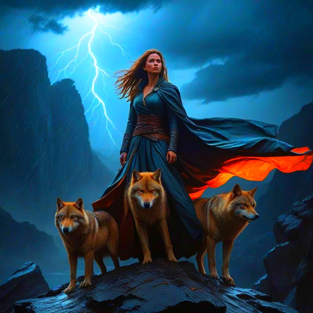 Powerful Woman Commands the Stormy Horizon