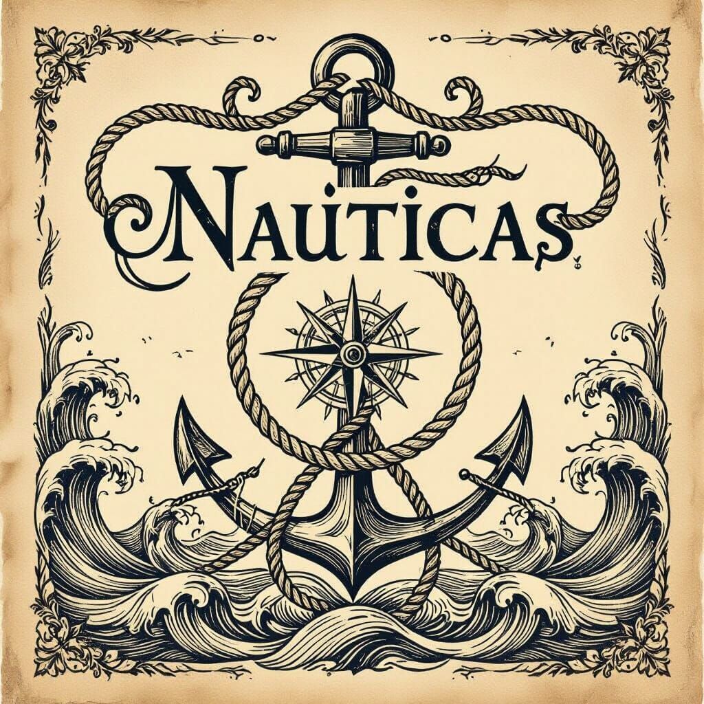 Nautical Font Design with Ropes and Anchors