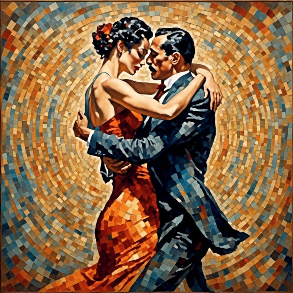 Passionate Argentine Tango in Watercolor Style