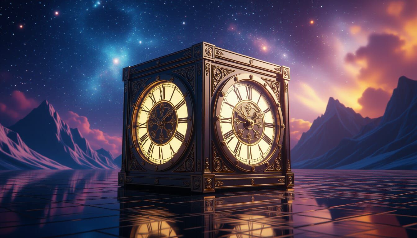 Clockwork Cube in Sideral Space: A CGI Masterpiece