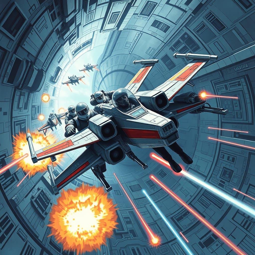 X-Wing Squadron Executes Daring Death Star Assault in Cyberp...