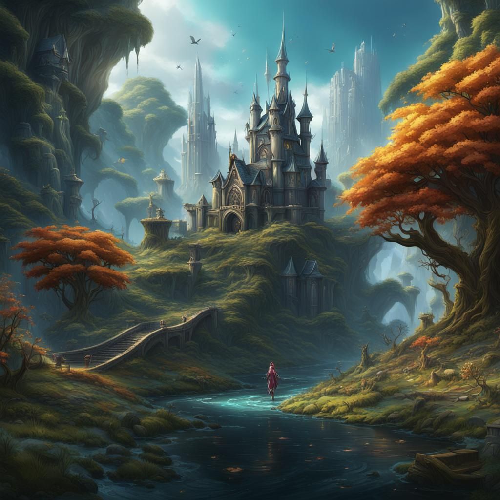 Fantastical Young Fairy in Detailed Matte Painting
