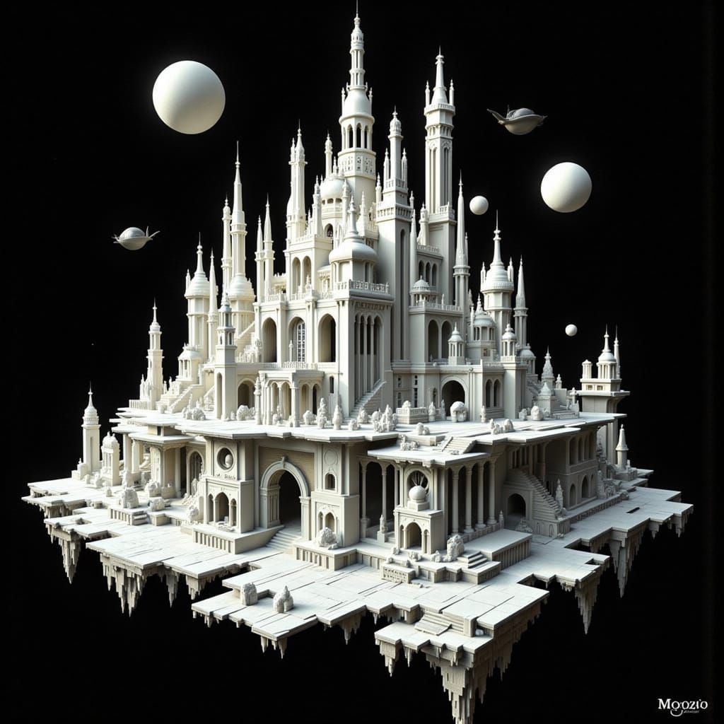 Ancient City: Photorealistic Marble Architecture on Black