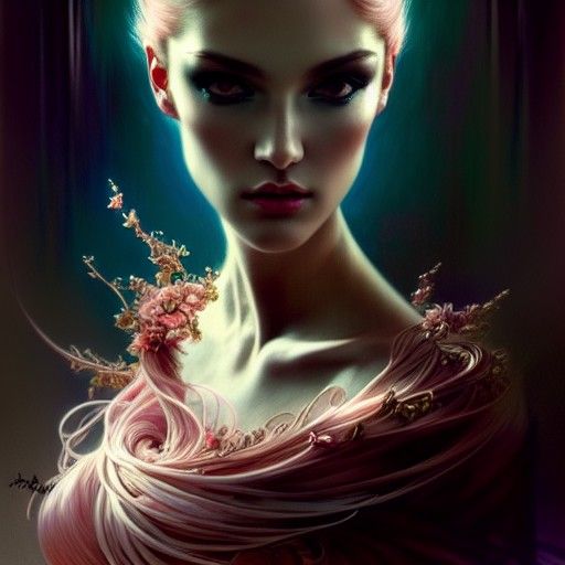 Mysterious Figure in Electric Art Nouveau Style