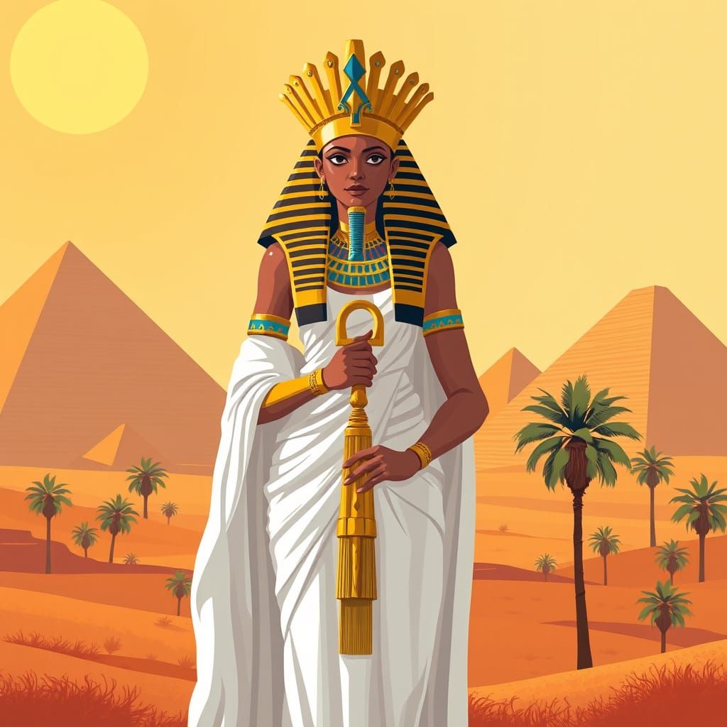 Egyptian Goddess Isis in Golden Headdress