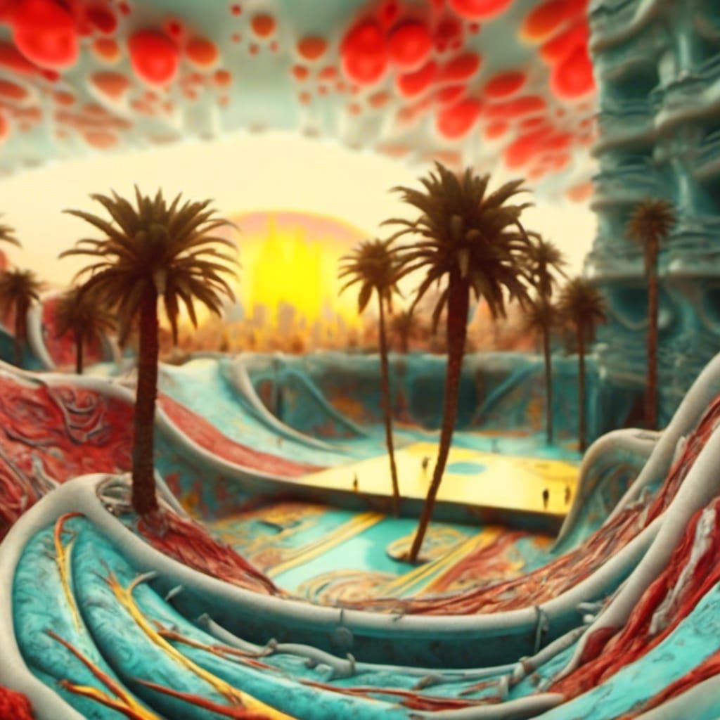 Psychedelic Skatepark with Advanced Technology in 8K