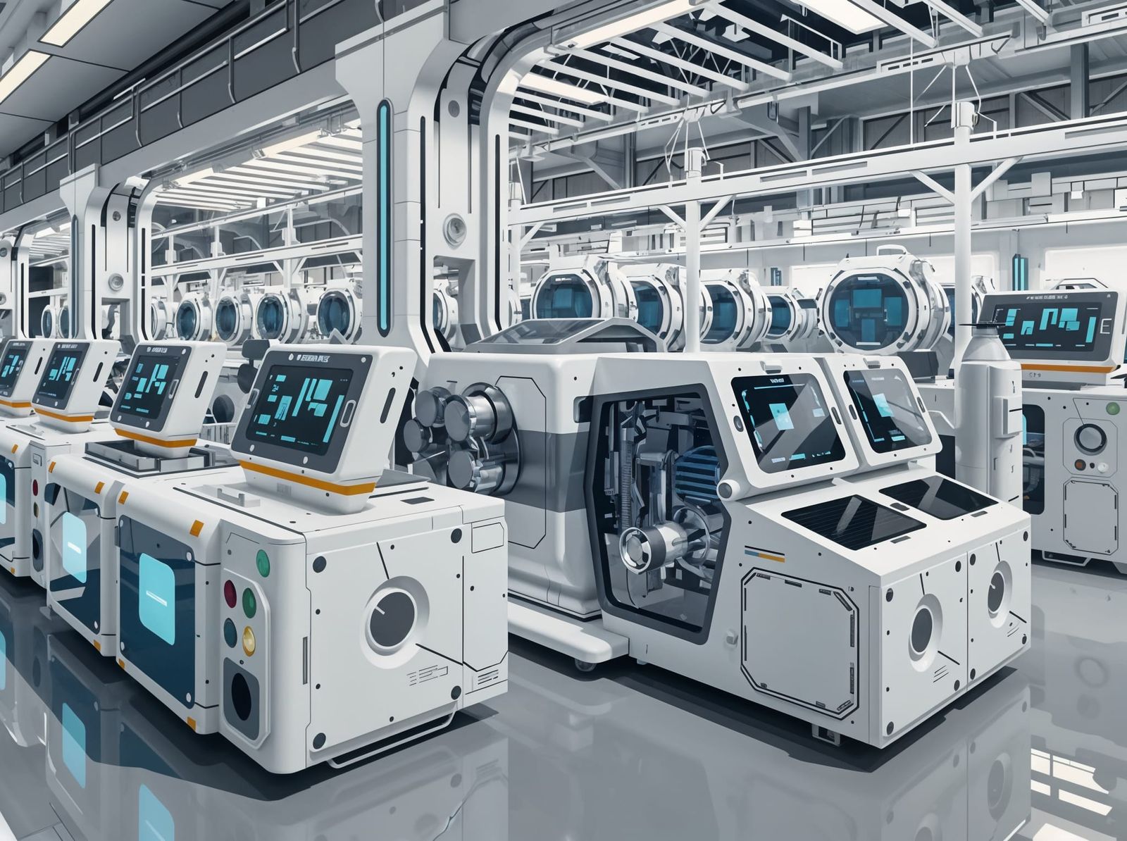 High-Tech Machinery in a Futuristic Cleanroom