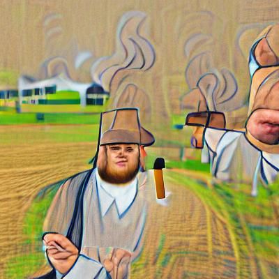 Amish Figures Smoking Caricature