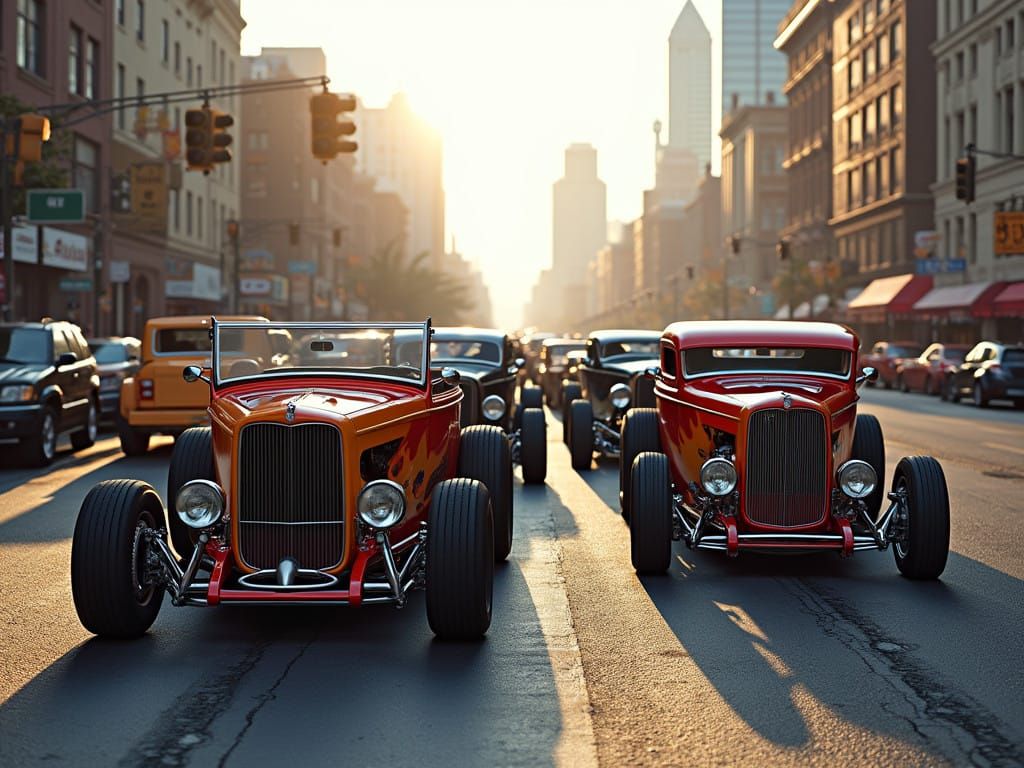 Hot Rods Unite in Vibrant Daytime Parade