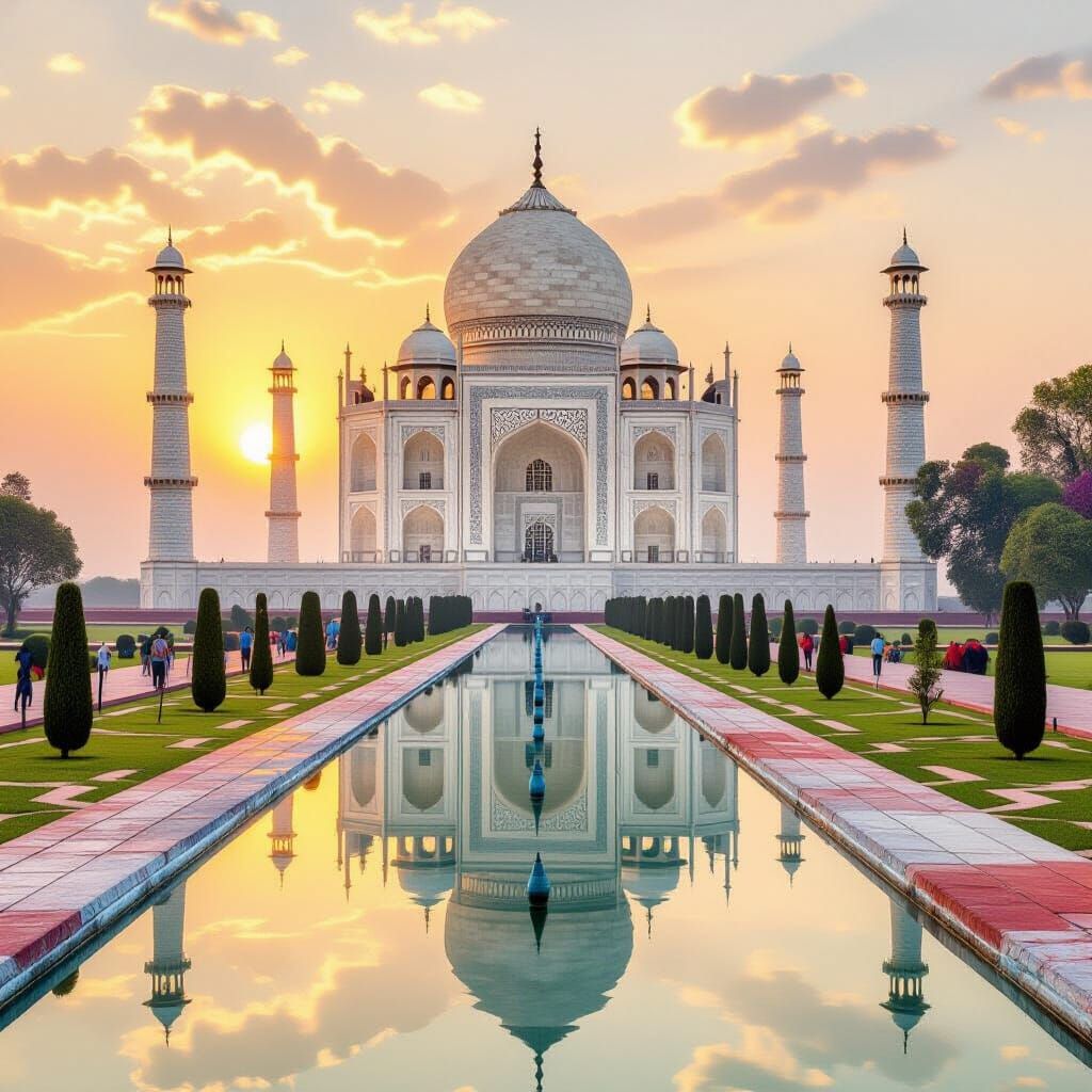 Taj Mahal Bathed in Golden Sunrise Light
