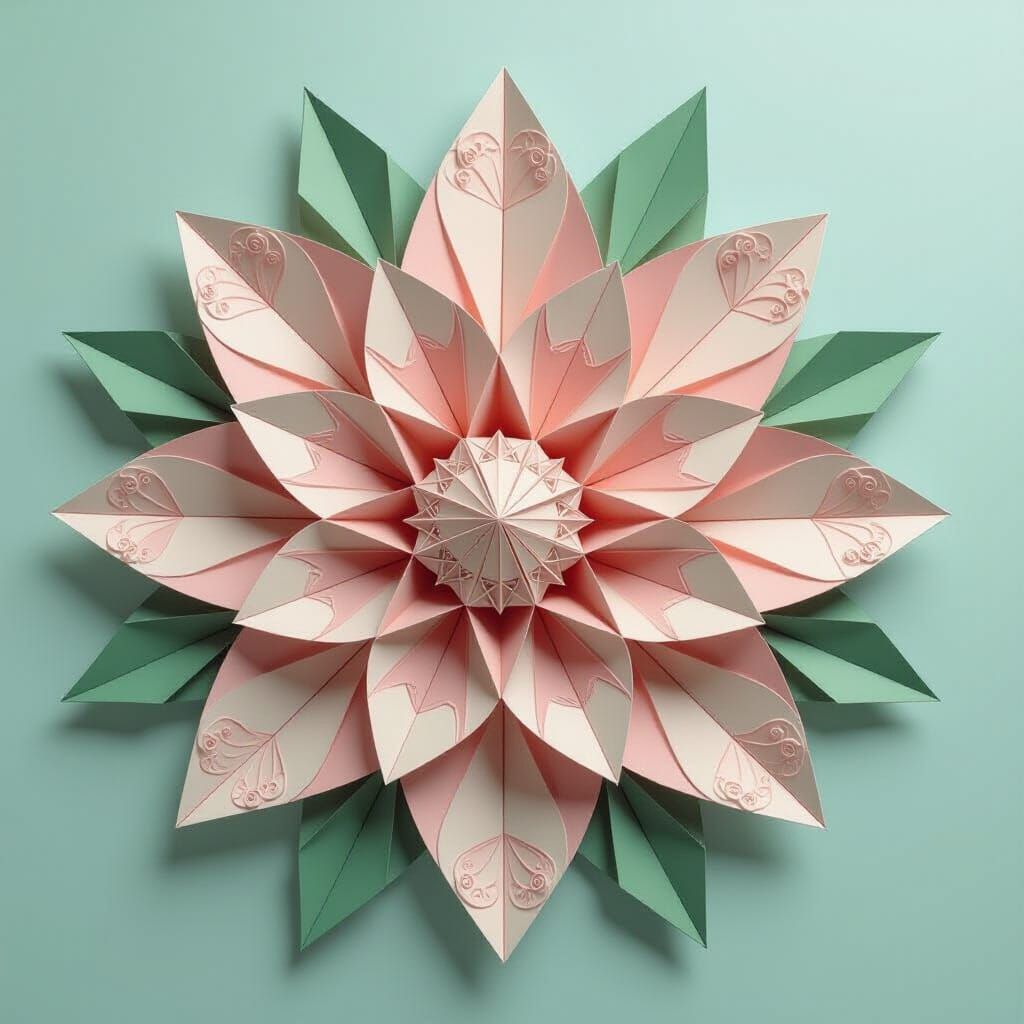 Origami Tattoo Sheet Design in Papercraft Style