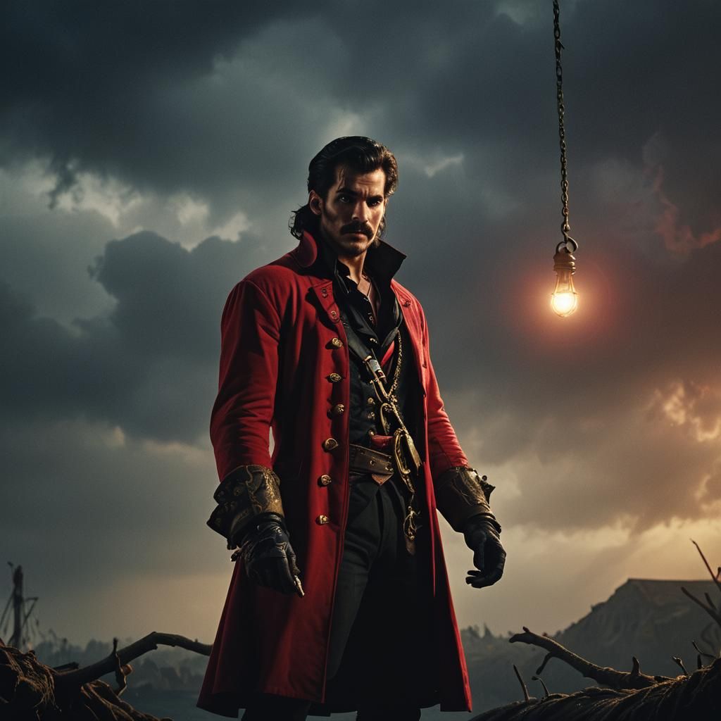 Cinematic Captain Hook Portrait in Golden Hour Lighting