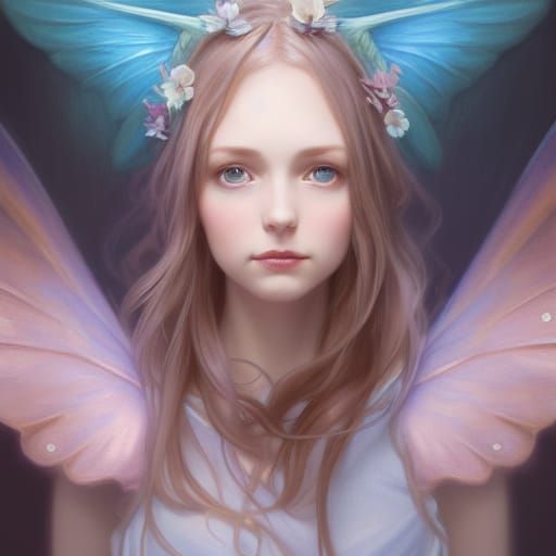 Ethereal Elf Portrait with Fairy Wings