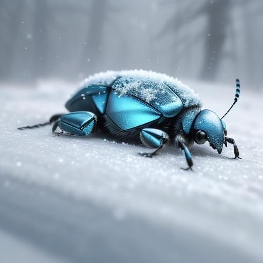 Blue Snow Beetle - (fantasy beasts in winter)
