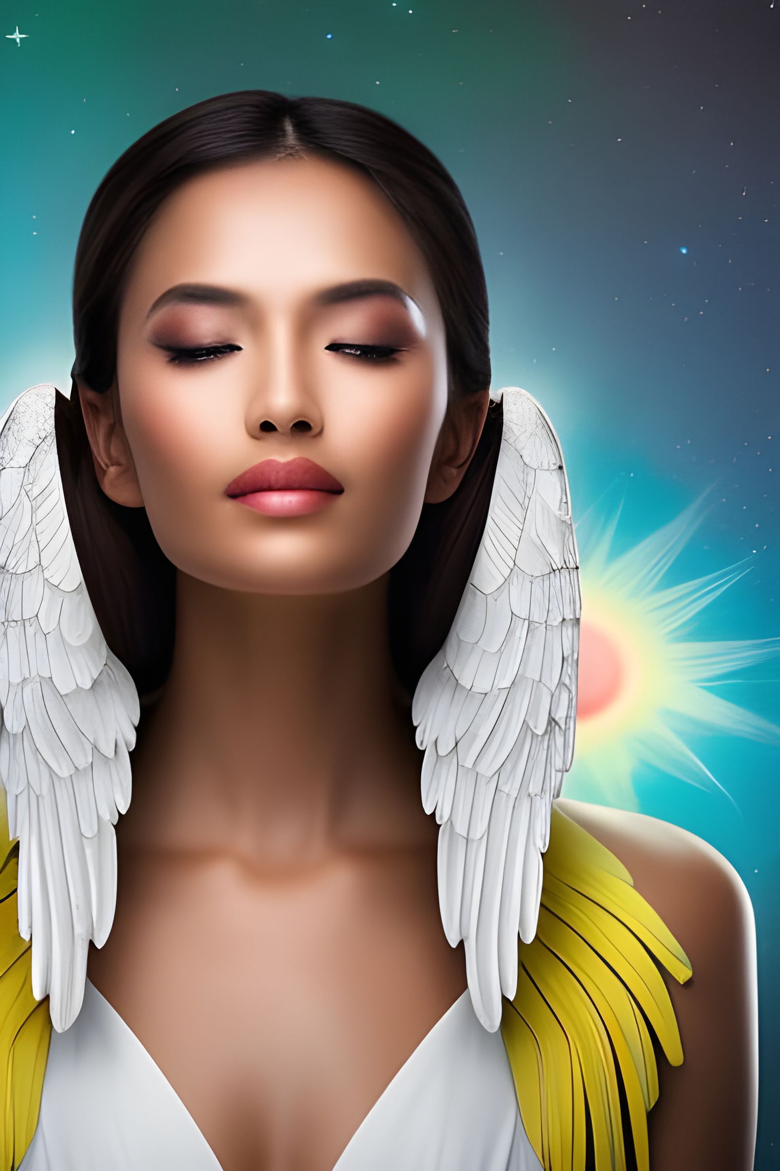 Celestial Angel Portrait in Hyperdetailed Color