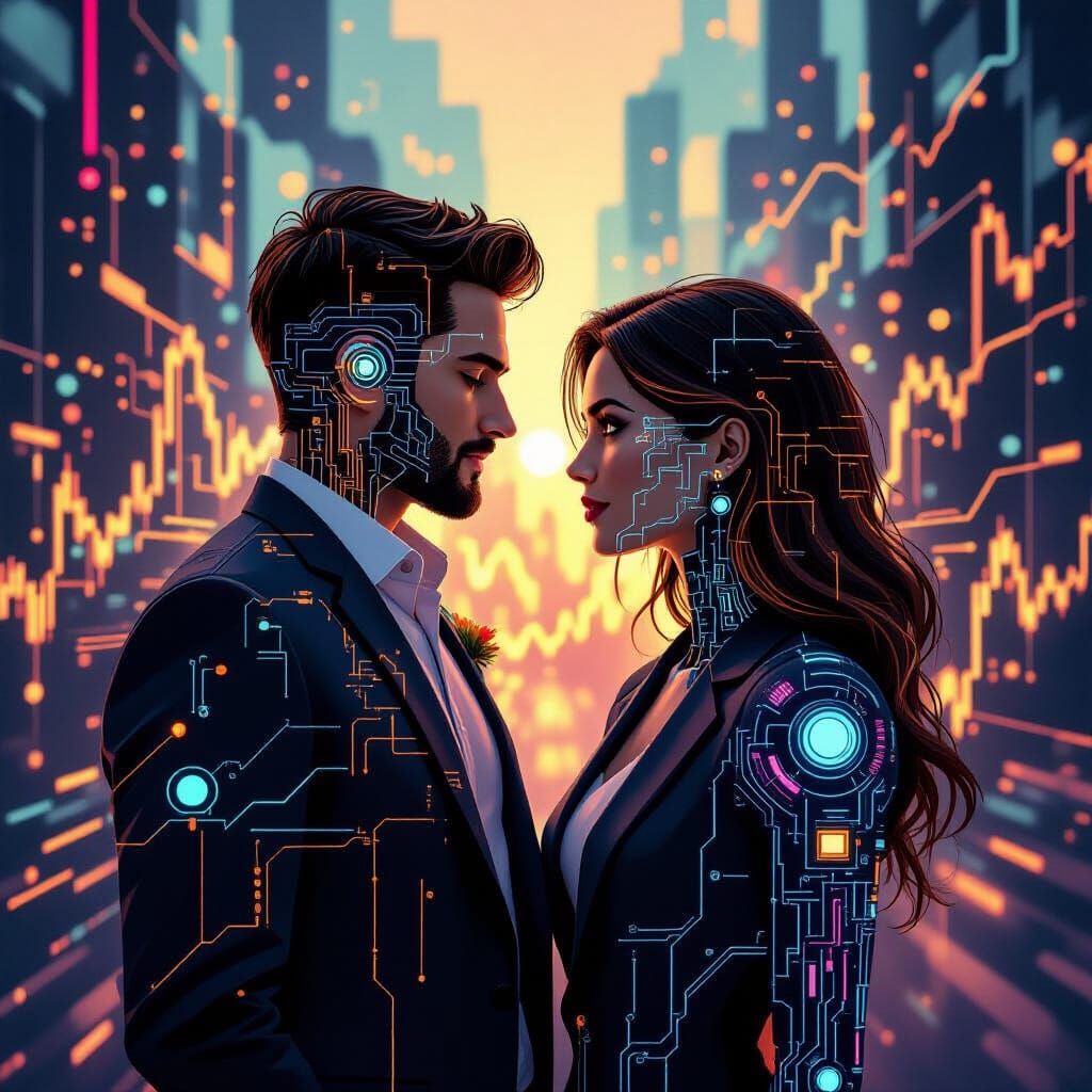 AI Business Blueprint NFT with Futuristic Figures