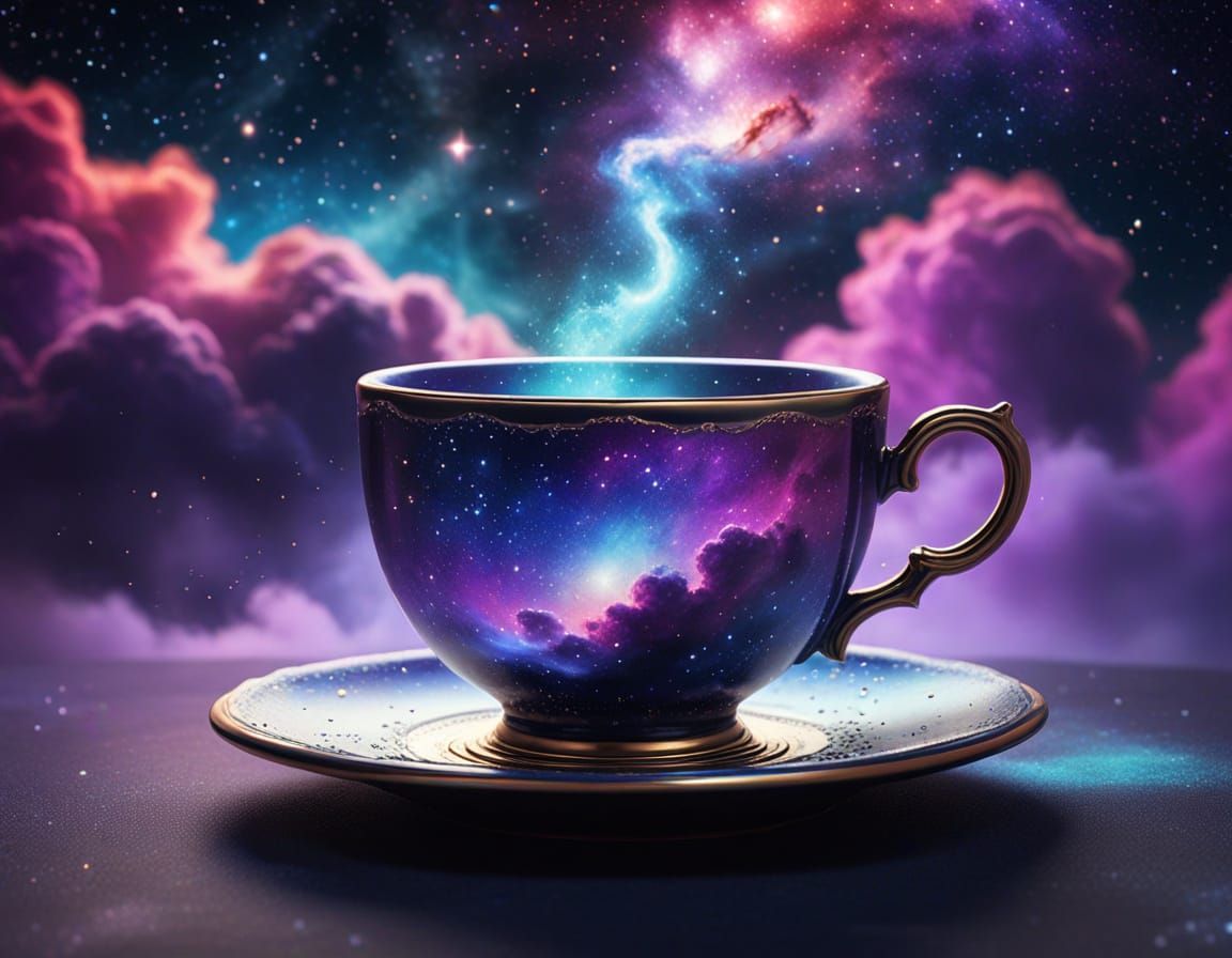 Nebula Teacup: Cosmic Concept Art in Digital Painting