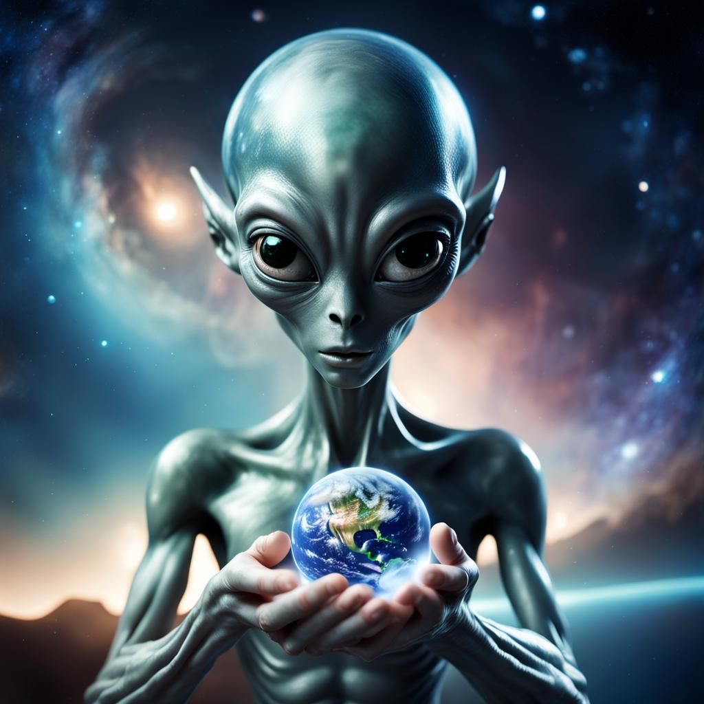 Alien Guardian Protecting Earth in Space