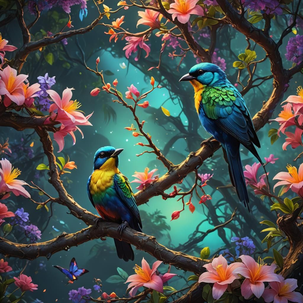 Vibrant Bird of Paradise Fantasy Concept Art