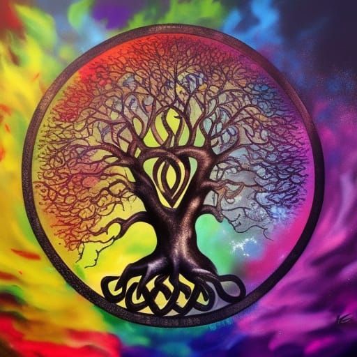 Celtic Tree of Life in Graffiti Art Style