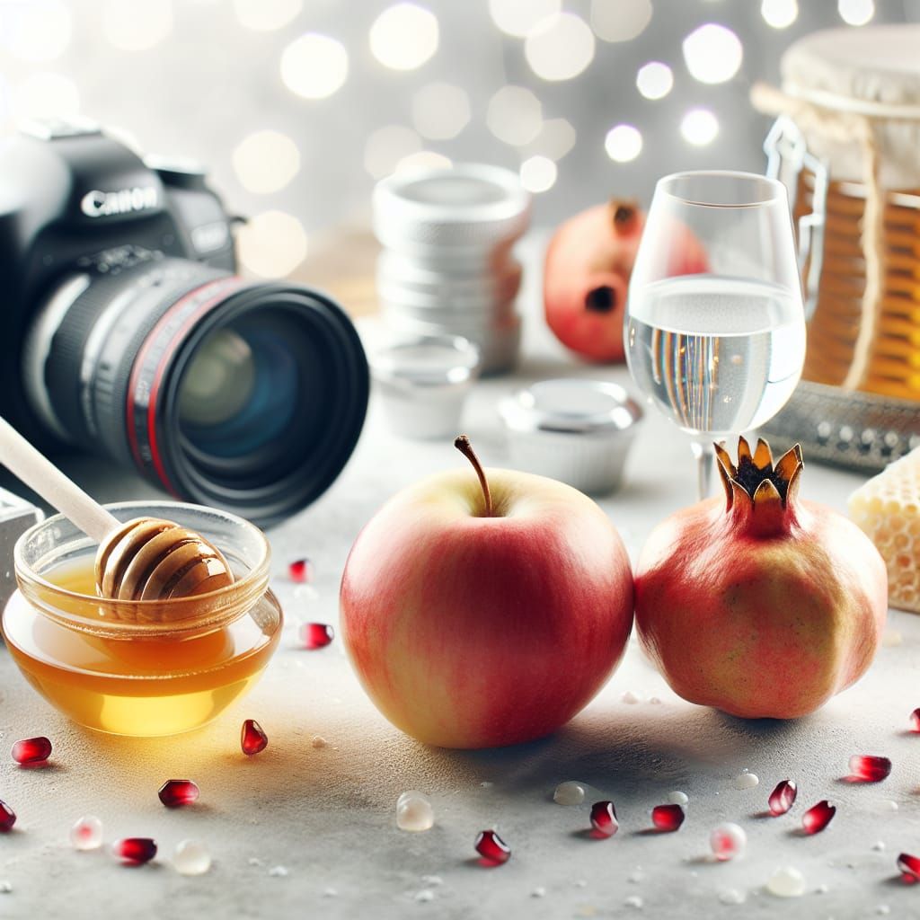 Rosh Hashanah Apple and Honey Still Life