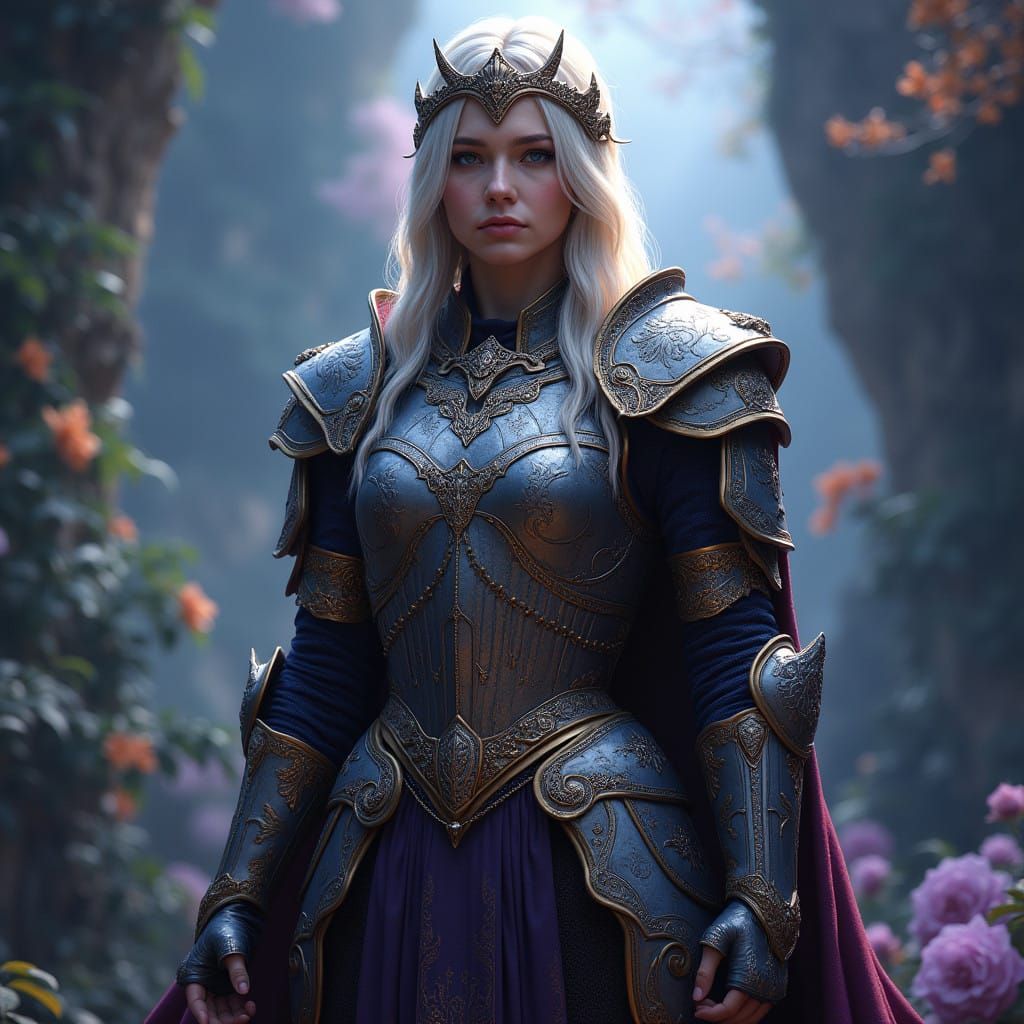 Fantasy Warrior Queen Stands Unwavering in Rich, Mystical Re...